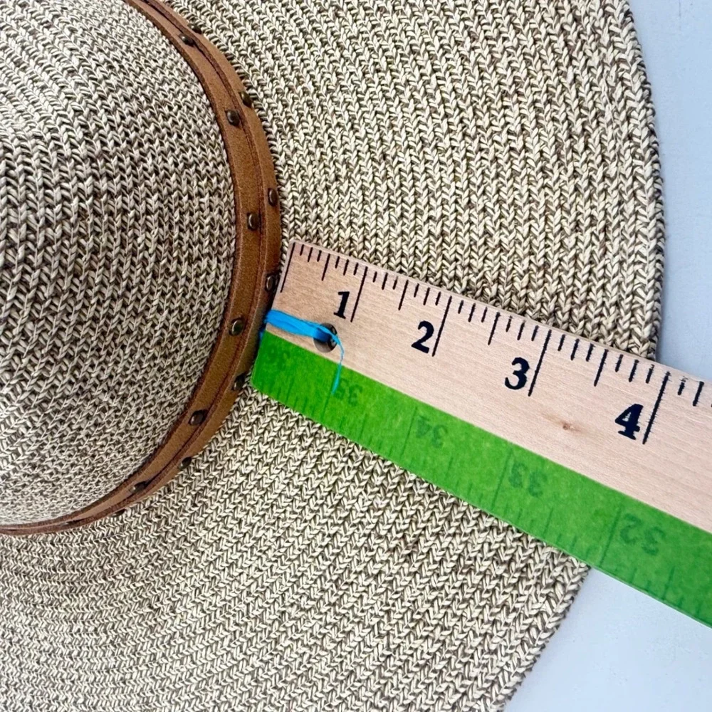 Scala Sun Hat Womens One Size Tan Wide Brim Safari Fedora Straw Beach Resort